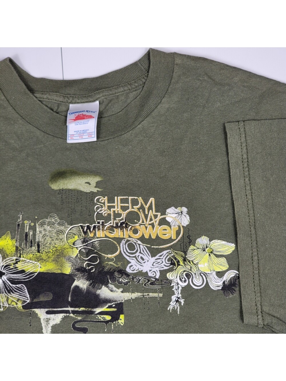 Vintage Sheryl Crow 2005 Wildflower Tour Band Tee Olive Green T-Shirt Y2K 2000s